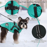 Gyuzh Dog Coat with Harness Puppy Coats Small Dog Harness Jacket - XXXXX-Large / lake green - image 2