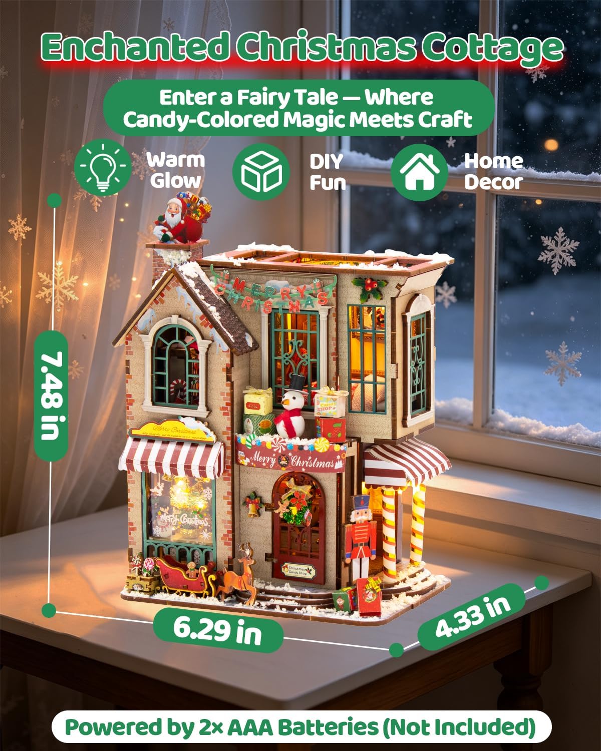 OZJAY Warm Christmas Lodge miniature house kit for adults with LED lights - view 27