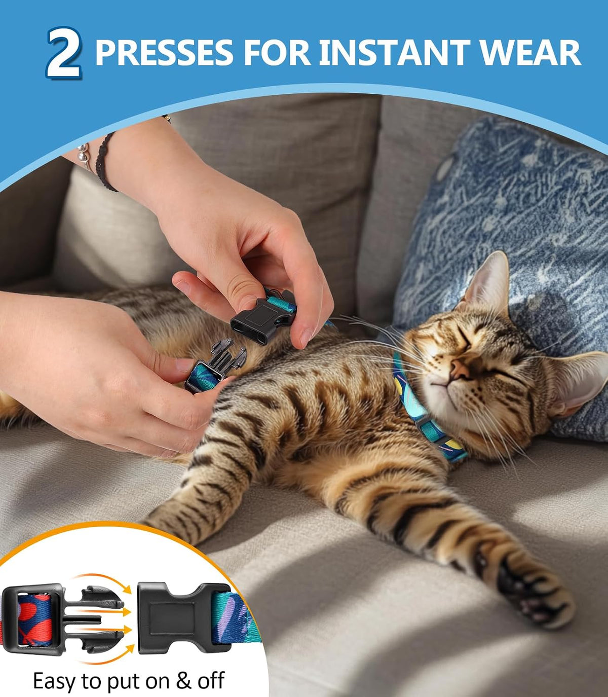 Cat Harness and Leash Set, Escape Proof Cat Harnesses – Essentials for Cats - Morandi Green / Small (4-10 lb) - image 3