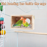 Parakeet Nesting Box, Wooden Parrot Nest Breeding Box with Perch - Horizontal Breeding Box / M - image 4