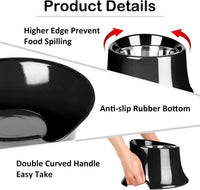 Tilted Elevated Dog Bowls Non-Slip & Non-Spill Pet Feeder - M/2 Cup / Black - image 4
