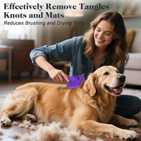 2PCS Slicker Brush for Dogs & Pet Comb,Professional Dog Grooming Brush (Goldendoodles,Poodles,Labradoodles) with Extra Long Pins to Effectively Remove Tangles, Knots and Mats (Purple)