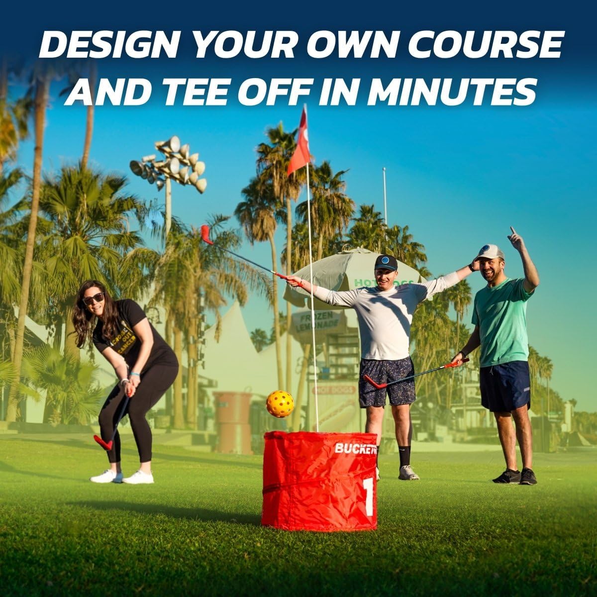 BucketGolf 6 hole backyard golf game bundle with clubs and carry bag - view 6