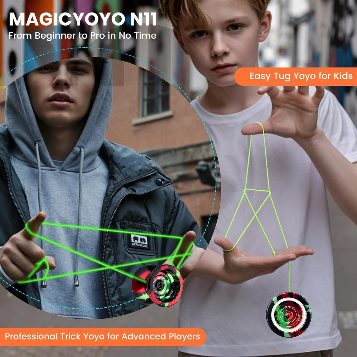 MAGICYOYO N11 Metal Yoyo Professional Responsive & Unresponsive Trick - N11 Black Green Red - image 4