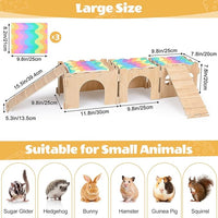Guinea Pig Hideout, Guinea Pigs House with Stairs and Mats Extra Large Guinea Piggy Castle Detachable Hideouts for Small Animals Wooden Guinea Pig Habitats with Multiple Doors and Windows