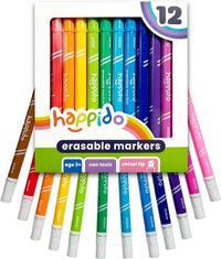 International Arrivals Happido Double-Sided Markers for Kids - 12 Count - Erasable Double Ended