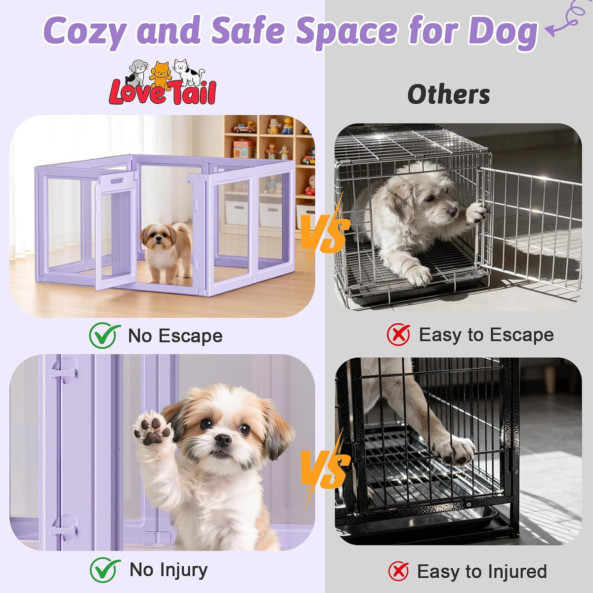 DIY Clear Acrylic Dog Playpen House - Purple / 8PCS / 23.6"H - image 2