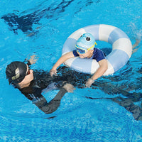 Rugwioyu pool tubes for kids, two round blue and white inflatable swim rings - view 8