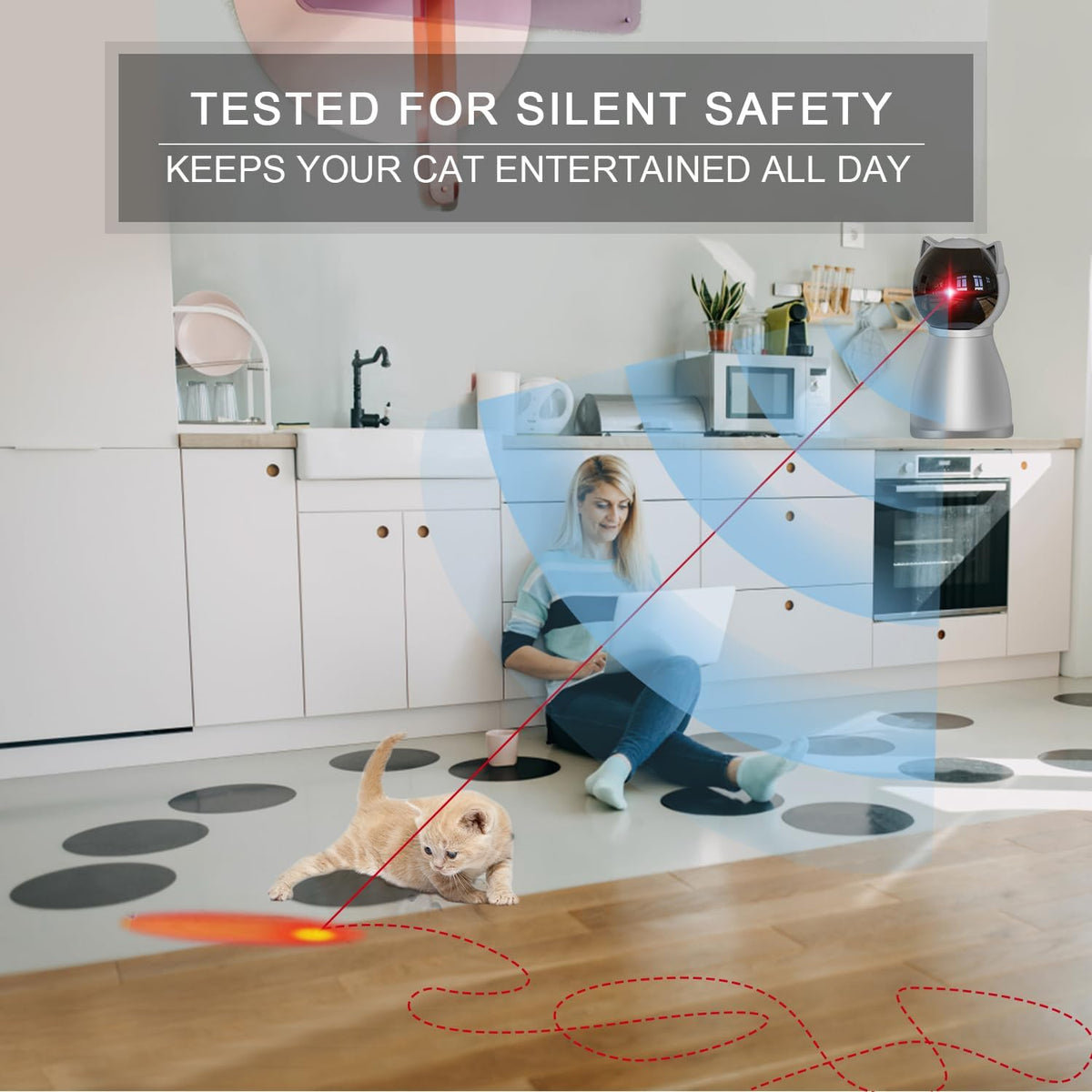 Automatic Laser Cat Toy – Motion-Activated Rechargeable Interactive Cat Toy with Random Laser Patterns