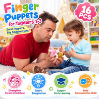 Sealive 6 piece family finger puppets for toddlers with grandparents, parents and kids - view 3