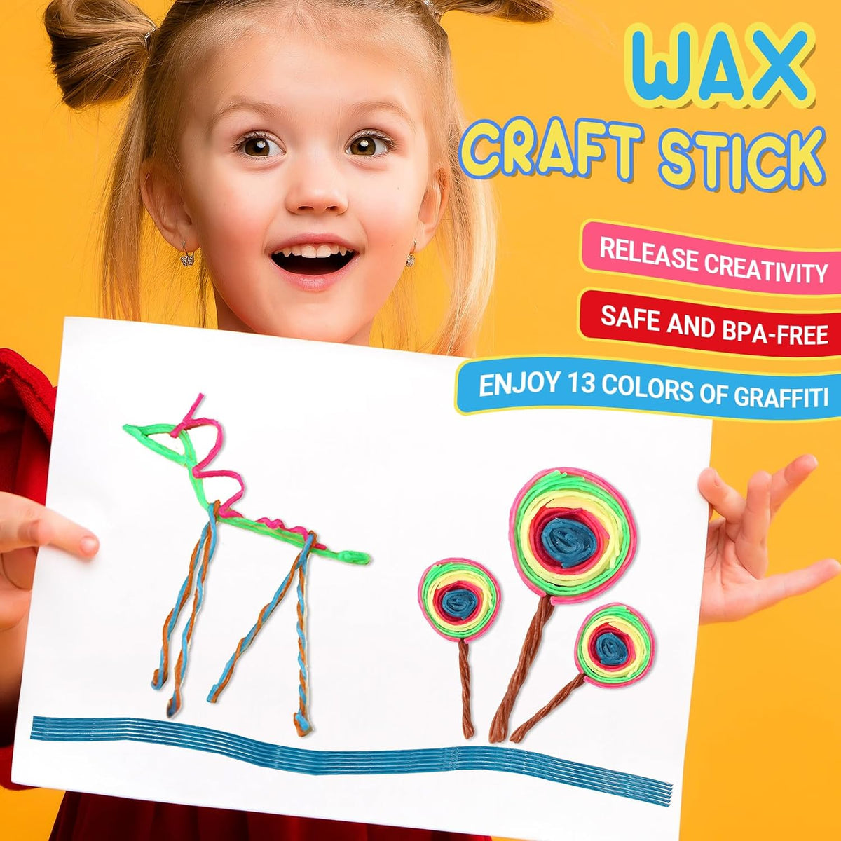CALPALMY (800 PCS Wax Sticks for Kids, Bendable Wax Yarn Sticks - 6"Wax Sticks (800PCS) / Neon Colors/Purple Box - image 2