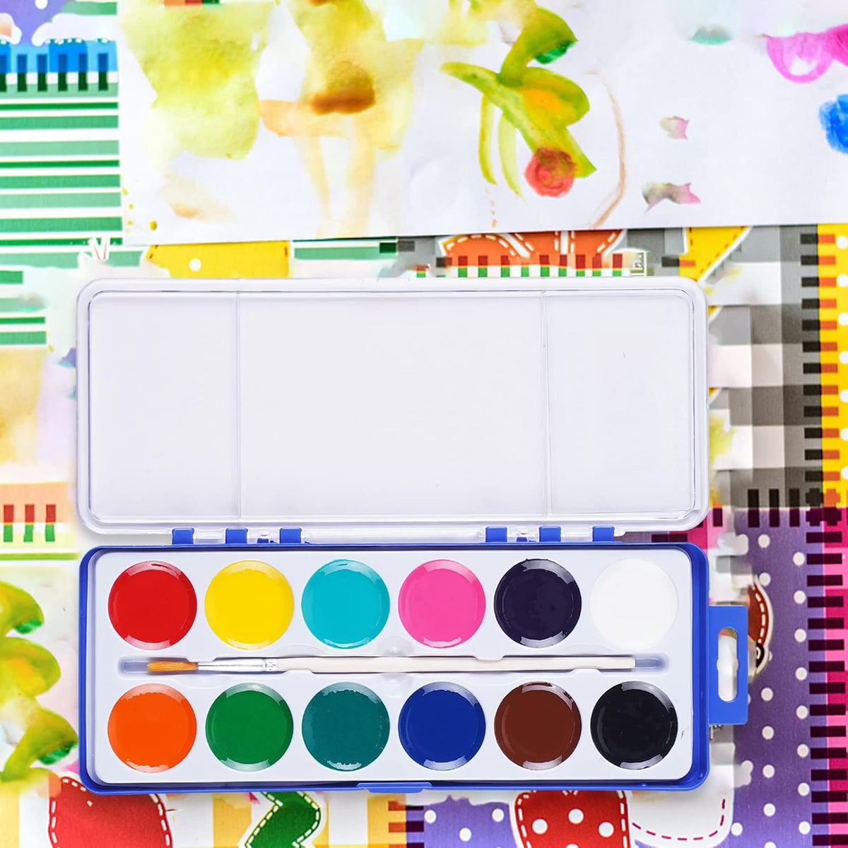 Keebor Washable Watercolor Paint Set, 8 Colors with Paint Brush - 12 Colors（Pack of 24） - image 4