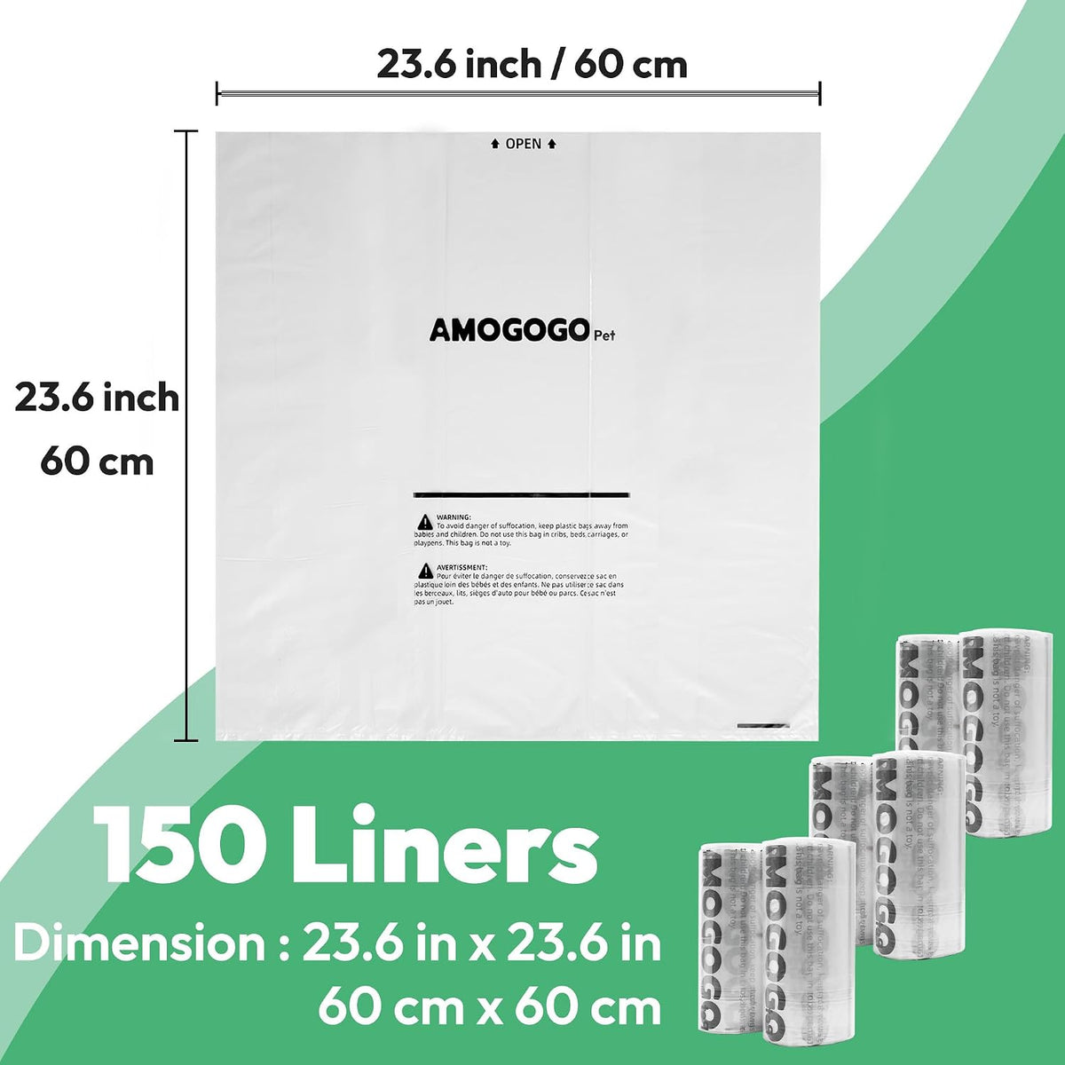 Waste Bags, Compatible with Litter Robot 4/5/3, Pre-Separated - Transparent-150pack - image 2