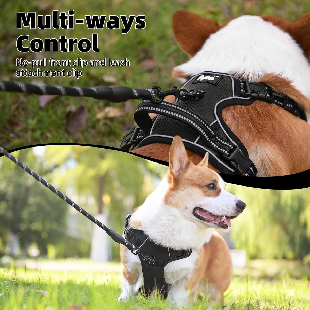 PUPTECK No Pull Halloween Dog Harness for Large - Black / Large / Harness Only - image 3