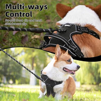PUPTECK No Pull Dog Harness for Large, Adjustable Reflective Dog Harness with Handle Easy Control, Comfortable Soft Padded Pet Vest Harness for Large Dogs, Black L