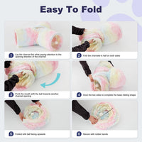 Tempcore Cat Tunnel, 3-Way Collapsible Toy for Indoor Cats - Plush Rainbow / Small - image 4