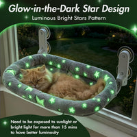 Glow in the Dark Cat Window Perch, Foldable Cordless Pet Hammock - 1PC Cushion Stars Bed - M - image 3