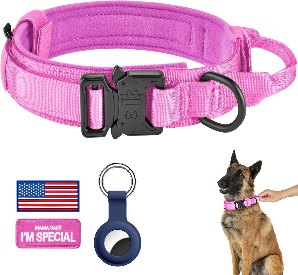 DAGANXI Tactical Dog Collar - Pink / M