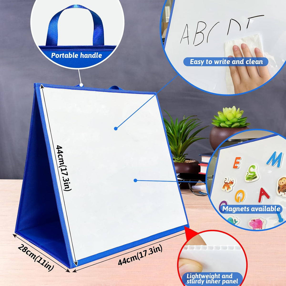 PENGFULL large felt flannel board with blue and beige double-sided surface, folding stand design - view 11