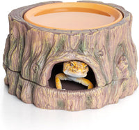 3 in 1 Reptile Hide Cave with Detachable Base & Humidity Dish