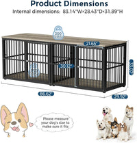 Lyromix 86.62'' Dog Crate Furniture Large Breed TV Stand, Grey – Essentials for Dogs - Ancient gray / 86.6"L x 29.9"W x 33.1"H / TV Stand Crate - image 2