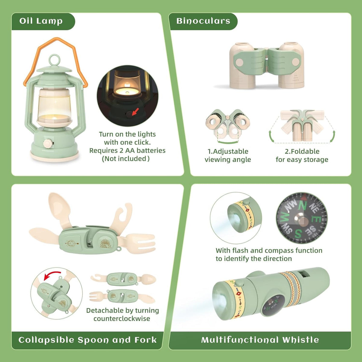 KOALA DIARY kids camping set with tripod stove, cooking pot, lantern and play food - view 3