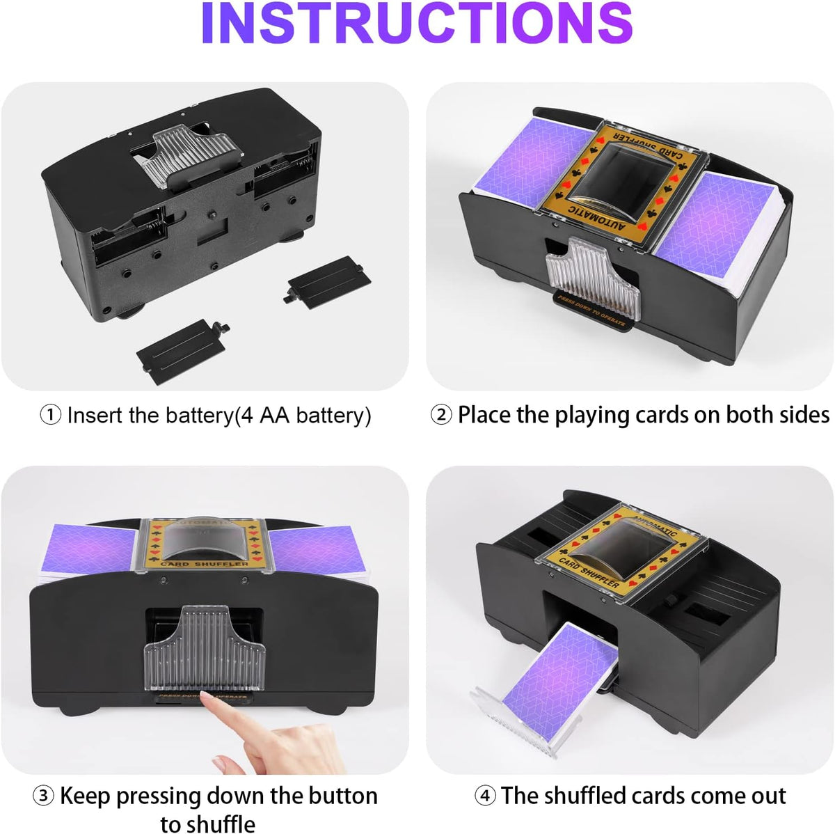 FEIERYA Automatic Card Shuffler 1/2/4/6 Decks – Fun for Kids & Family - 2 Decks - image 4