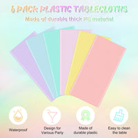 4Pcs Pastel Tablecloths, Mix Color Plastic Tablecloth Disposable Rectangle Table Covers for Baby - Pastel Rectangle / 6pcs - image 3