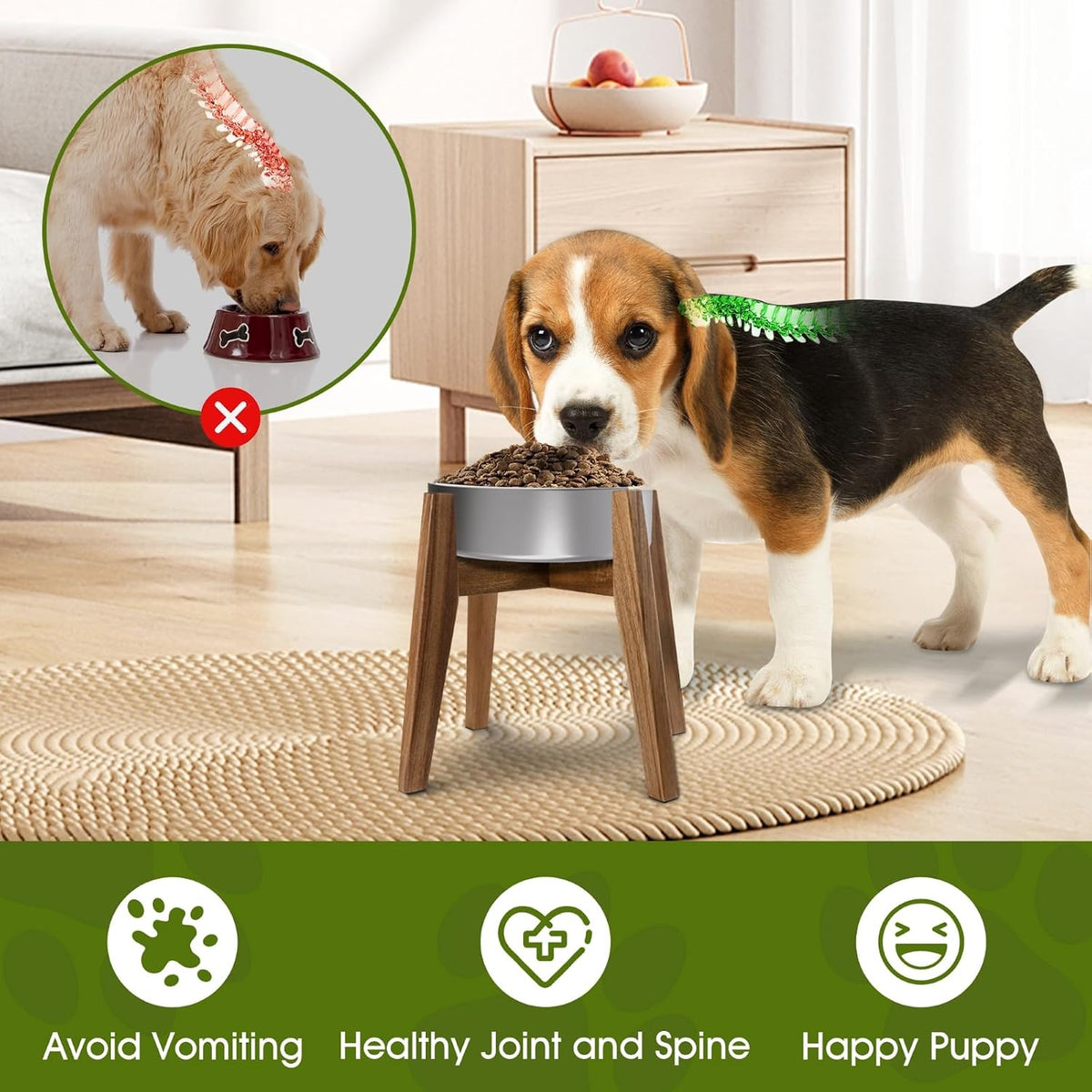 Raised Wooden Dog Bowl Stand for Large Dogs, Fits 9 Inch Bowls – Essentials for Dogs - Large - 1 Pack - image 4