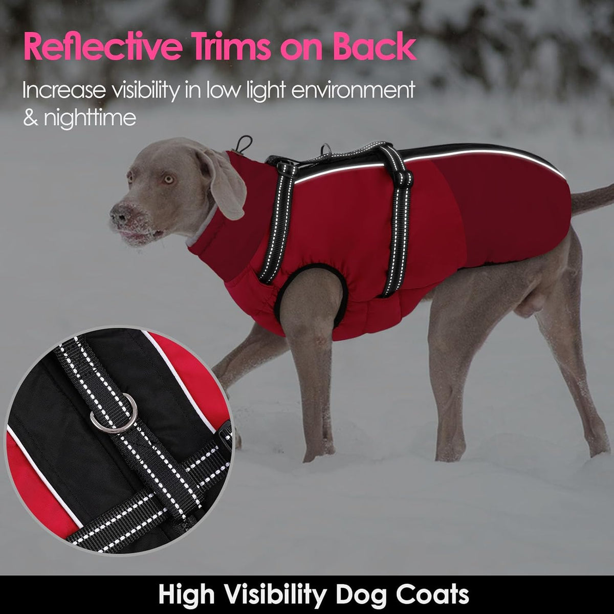 Large Dog Coat Waterproof Dog Winter Jacket with Harness TurquoiseL – Essentials for Dogs - Red / XXX-Large - image 3