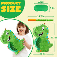JOYIN Pumpkin Piñata Set, Foldable 10.5 x 16 Inch Jack-O’-Lantern Piñata with Stick and Blindfold - Dinosaur Pinata Set-3pcs - image 2