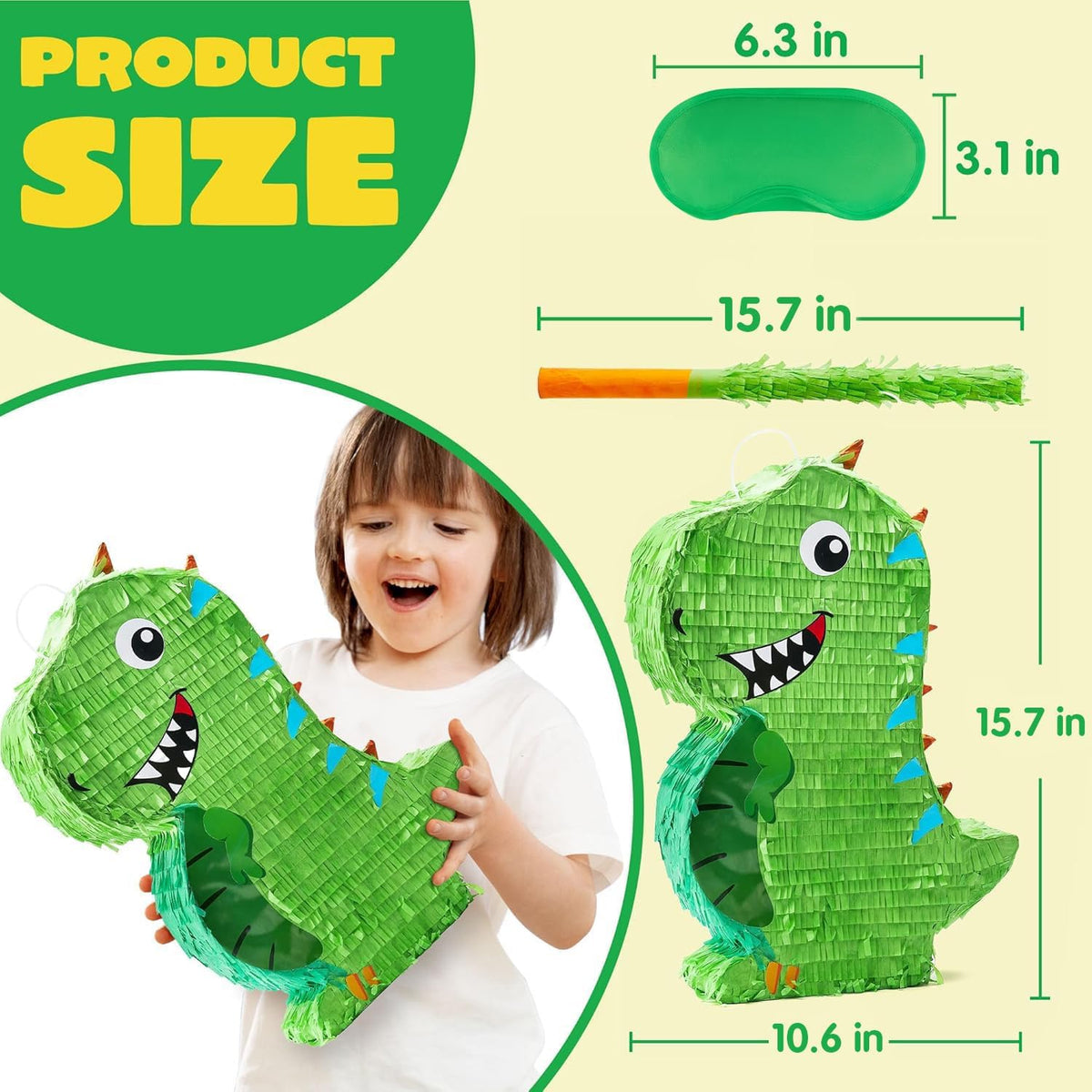 JOYIN Pumpkin Piñata Set, Foldable 10.5 x 16 Inch Jack-O’-Lantern Piñata with Stick and Blindfold - Dinosaur Pinata Set-3pcs - image 2