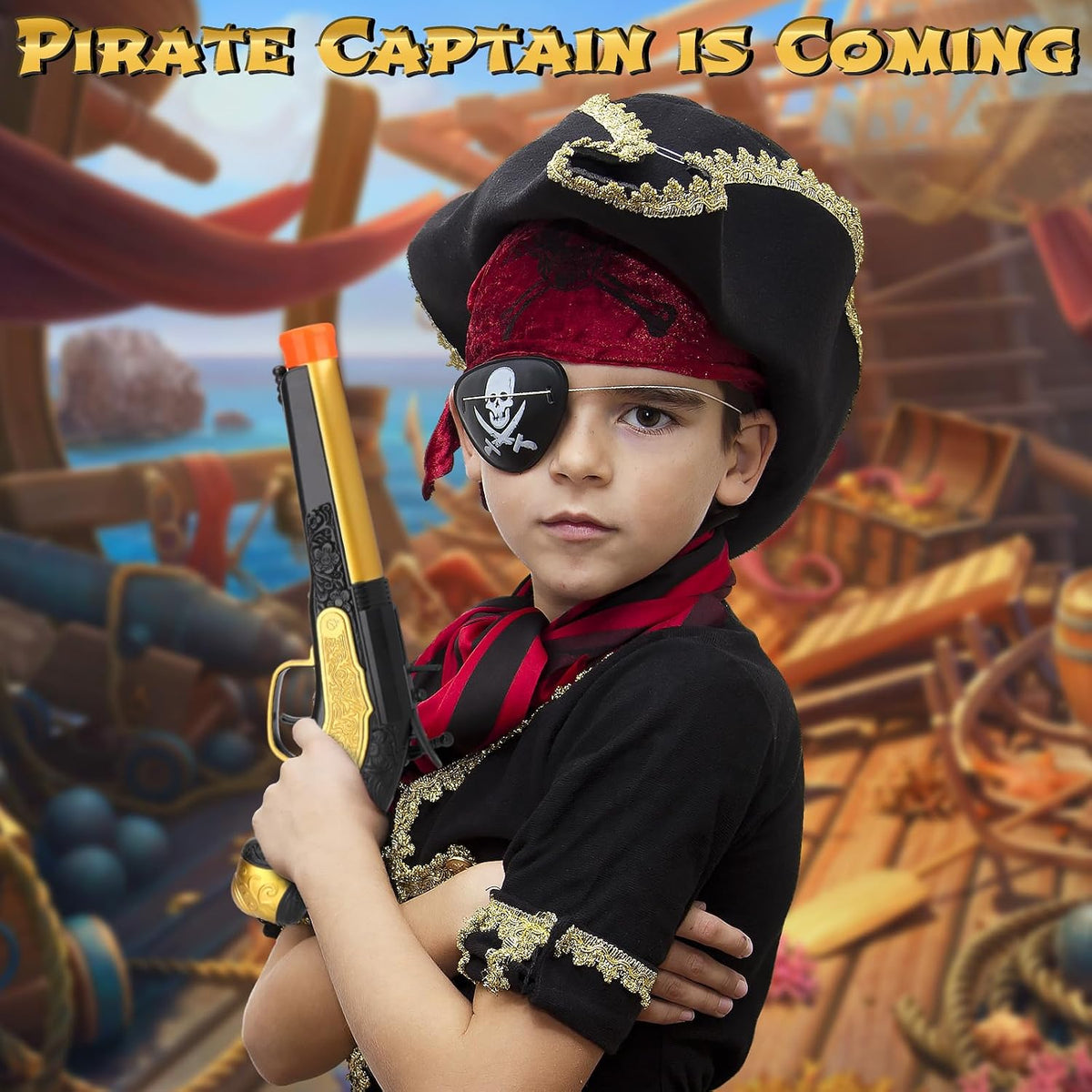 Toy Pirate Foam Blaster for kids Soft Foam Darts 20pcs Themed - Black - image 3