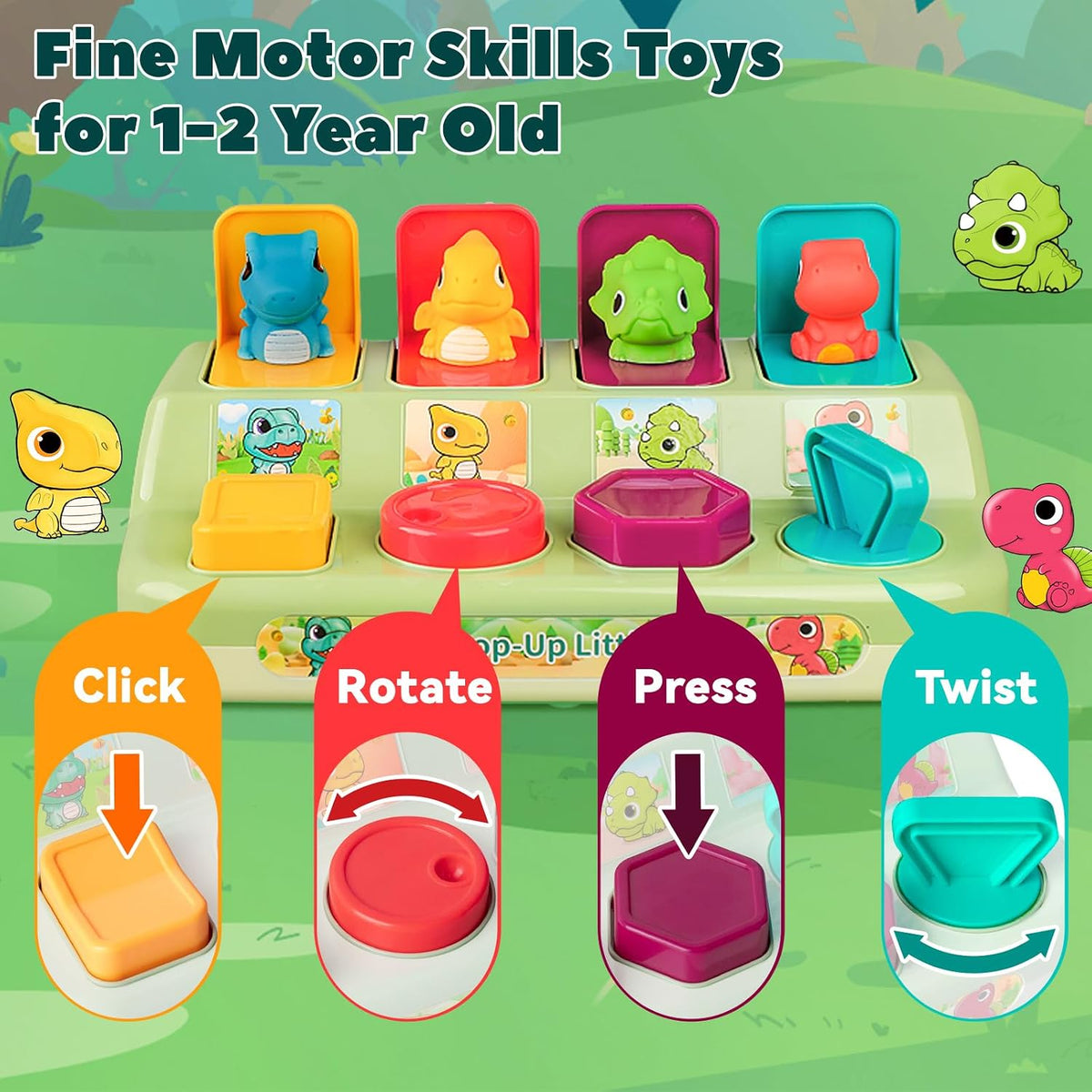 Tovol Zerky Montessori Cause & Effect Toy 12-18M - Dinosaur Figure - image 2