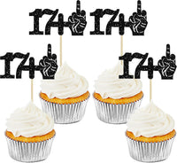 Ephlyn 1Pc 49+1 Black Glitter Cake Topper 50th Birthday Party Cake - 18th-24Pcs / Black