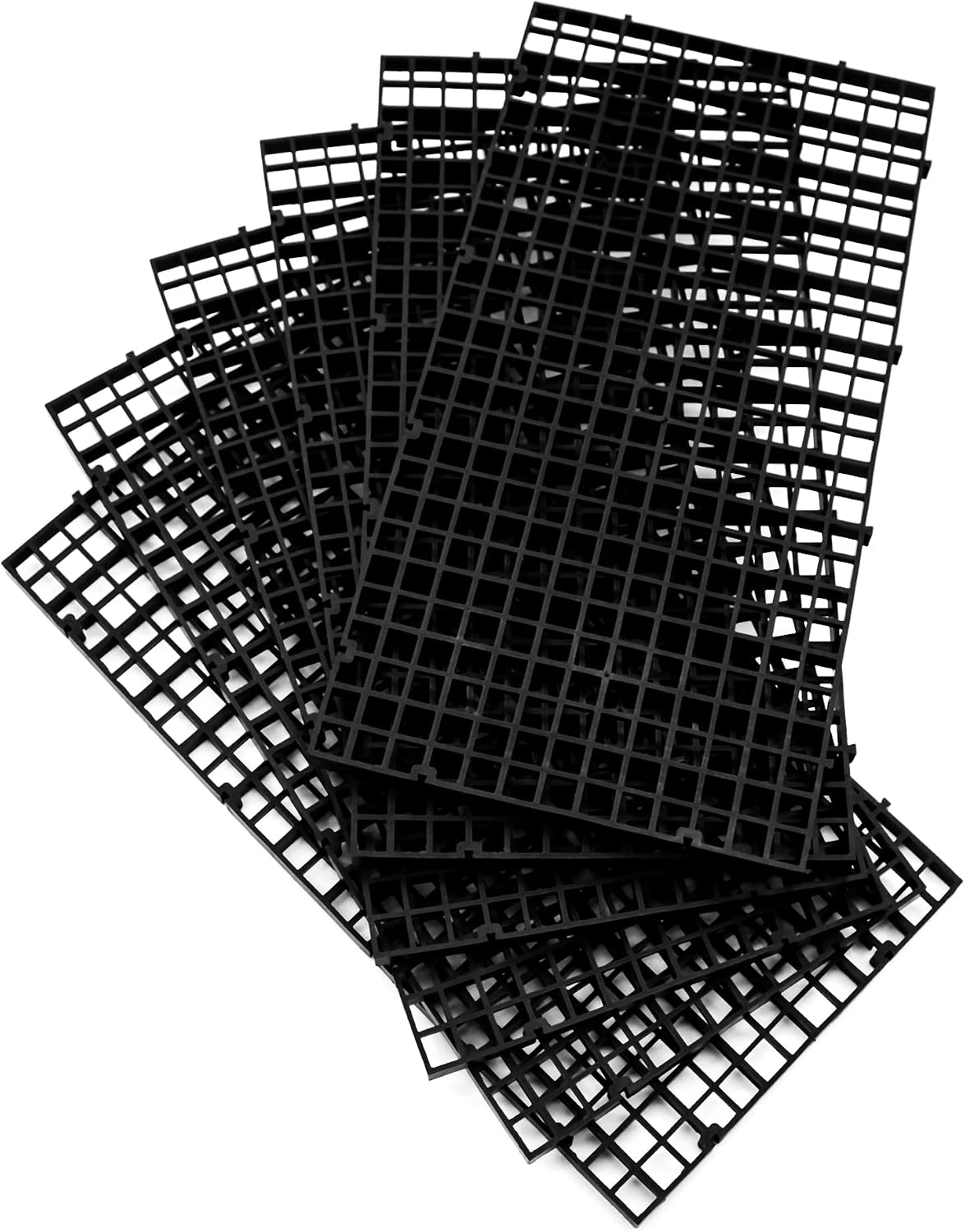 Aquarium Fish Tank Divider Plastic Egg Crate Filter Bottom Tray - S 6pcs Black - image 3