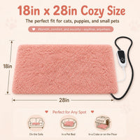Pet Heating Pad for Cats with Normally Open Function - Pink Plush / 28.0"L x 18.0"W - image 2