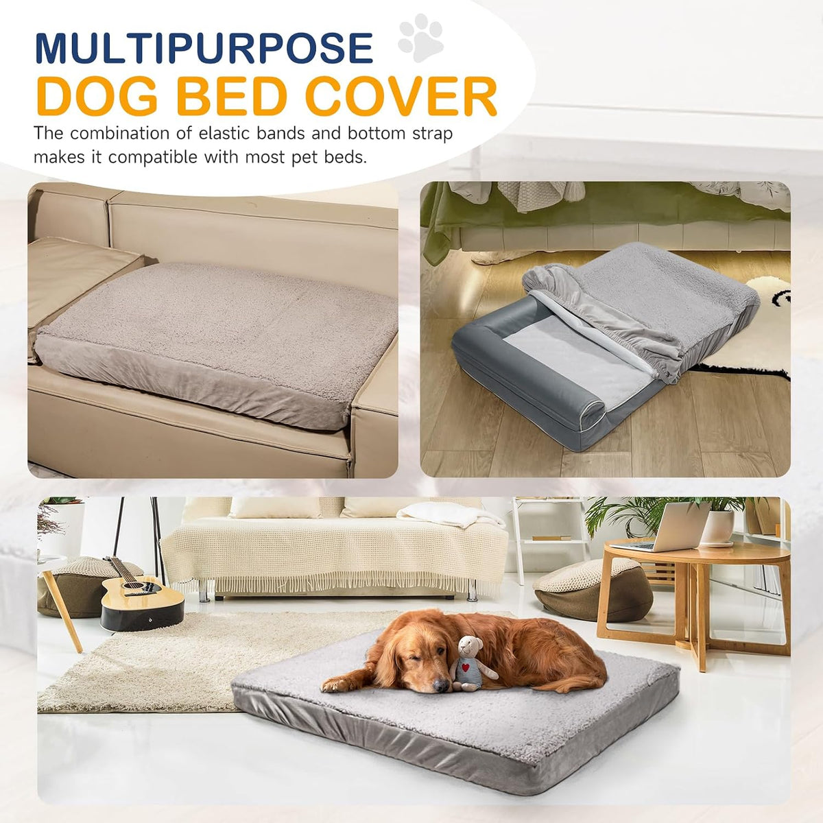 Sunsleek Dog Bed Covers Replacement Washable - Grey / 41.0"L x 29.0"W x 8.0"Th - image 4