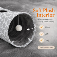 Geometric Straight Cat Tunnel with Plush Inside - Extra Large Straight Tunnel - image 2