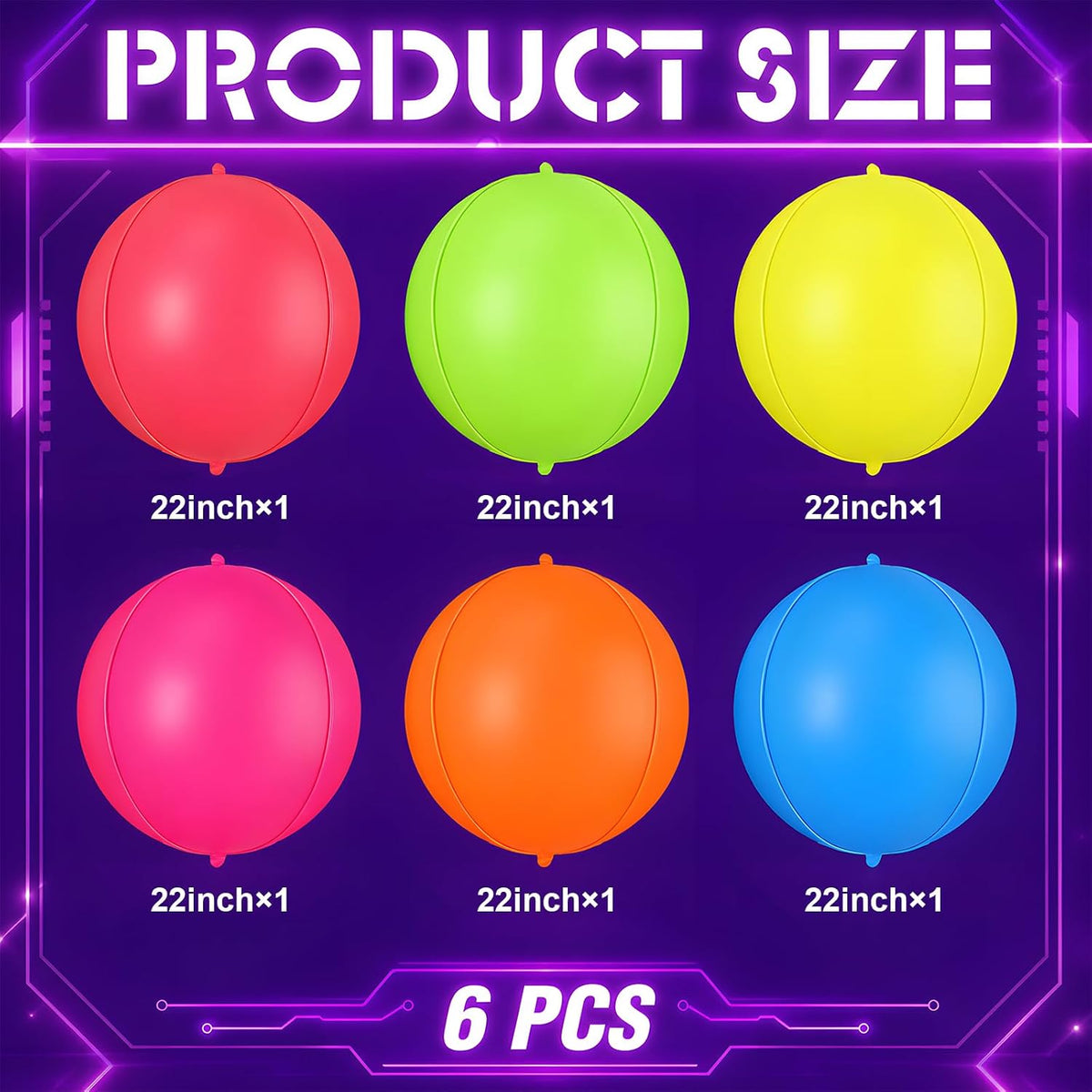 12PCS Iridescent Round Foil Balloons 22" 15" 10" Large Holographic - 22inch Neon Colorful - image 2