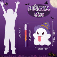 WERNNSAI Halloween skull pumpkin piñata in orange and black with spooky face - view 28