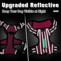 BARKBAY Dog Harness No Pull with ID Tag Pocket - Heavy Duty, Reflective, Easy Control for Large Dogs(Pink/Black,XL)