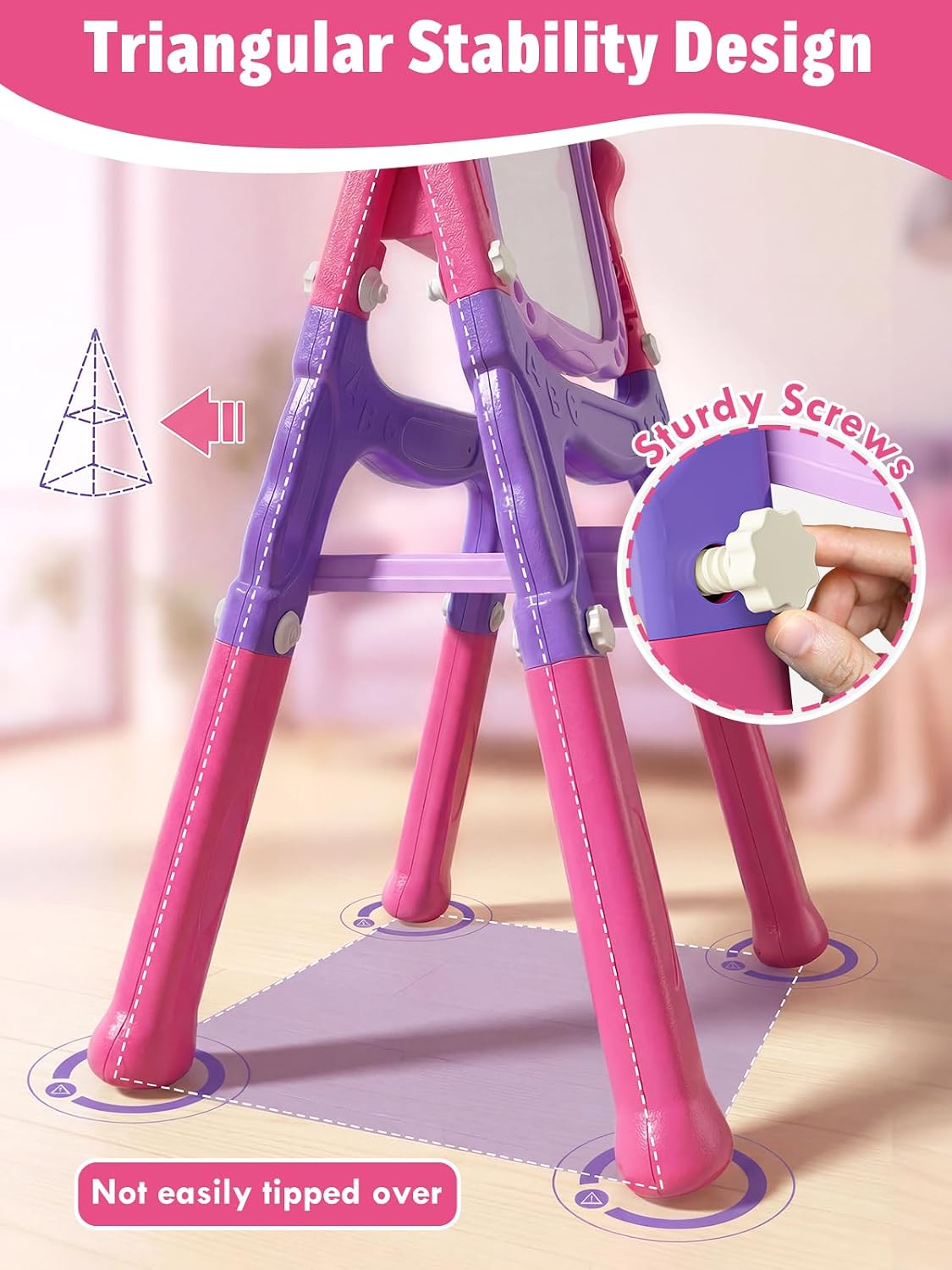 Lehoo Castle Easel for Kids 3-5, Magnetic Chalkboard Whiteboard – Fun for Kids & Family - Purple, Pink - image 3