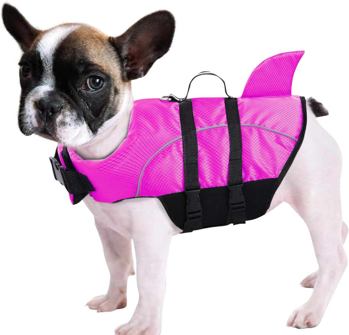 Ripstop Dog Life Jacket Shark Life Vest for Dogs - Medium / Rose Red