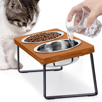 Elevated Cat Food Bowl for Indoor Cats - 2 Bowls / Brown