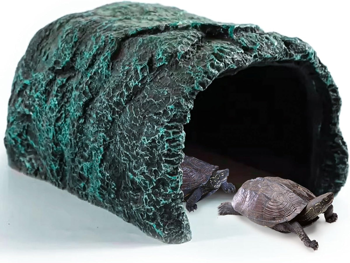 BNOSDM Reptile Hideout, Tortoise Hide Cave, Resin Rock - XL-7.87x5.12x4.33inches