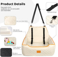 Dog Car Seat for Large/Medium Dog, Booster Seat Under 55Lbs or 2 Small Dogs, Detachable and Washable Travel Pet Seat with Thick Cushion and Storage Pockets (Beige)