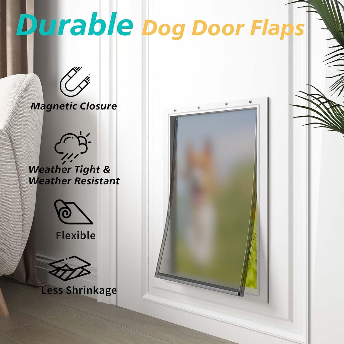 2-Pack Large Dog Door Replacement Flaps with Screws – Essentials for Dogs - 2-flap / Medium - image 4