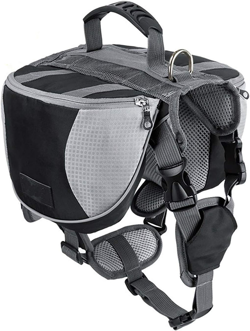 Adjustable Service Dog Supply Backpack Saddle Bag for Camping Hiking - Black / Large