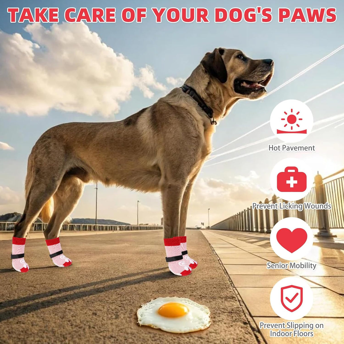 Dog Socks Shoes for Hot Pavement - Pink Heart / Small(4 Pack) - image 2